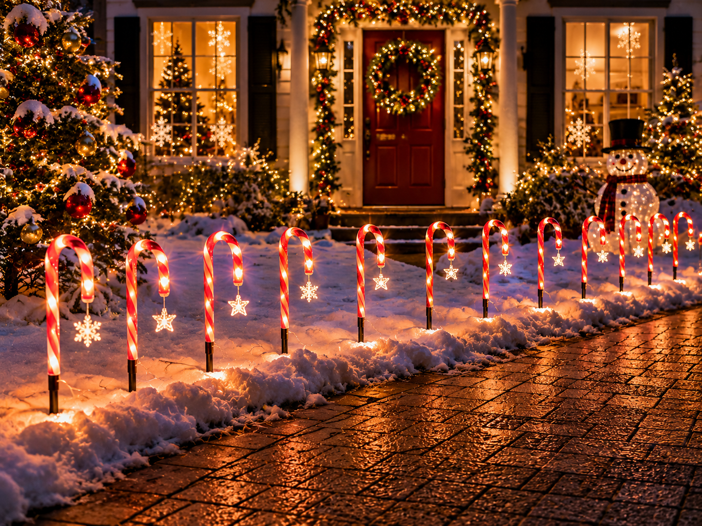 Solar Candy Cane Path Lights for Outdoor Christmas Decoration