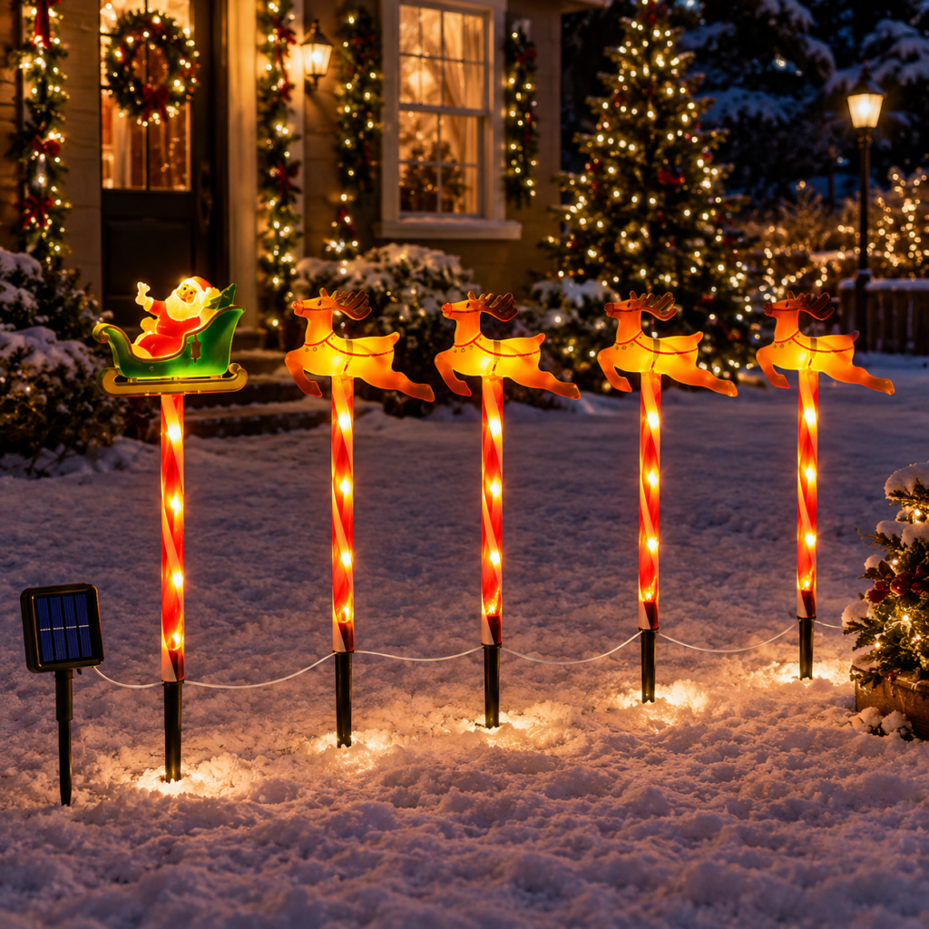 Solar Christmas Character Stake Lights