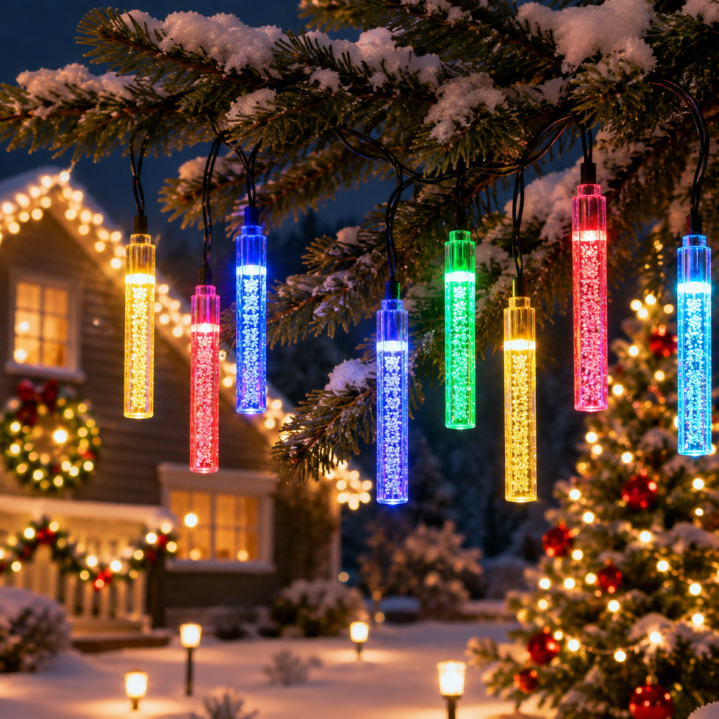 Solar Christmas Icicle Lights