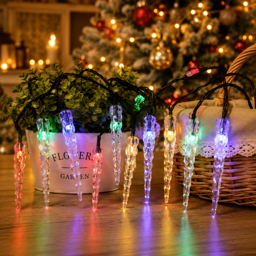 LED Solar Christmas Icicle Lights
