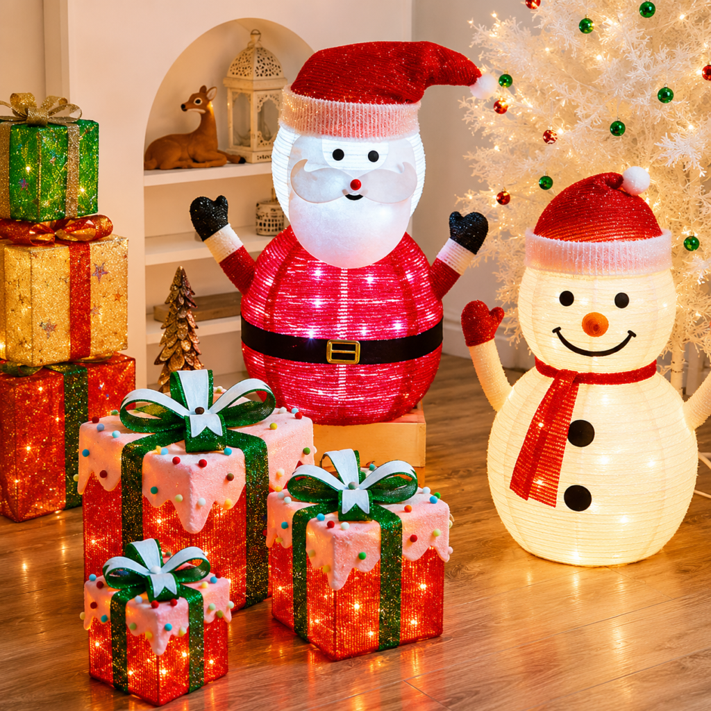 Waterproof Solar Santa Snowman Gift Box Lights