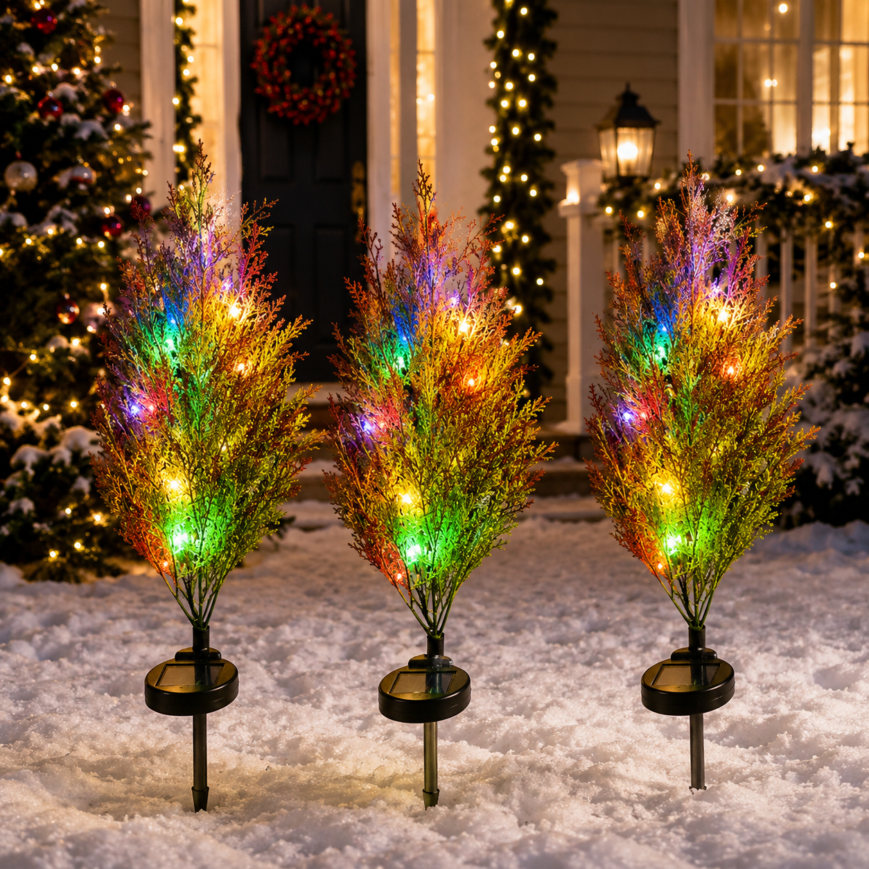 Solar Christmas Tree Stake Lights for Outdoor Garden Decoration