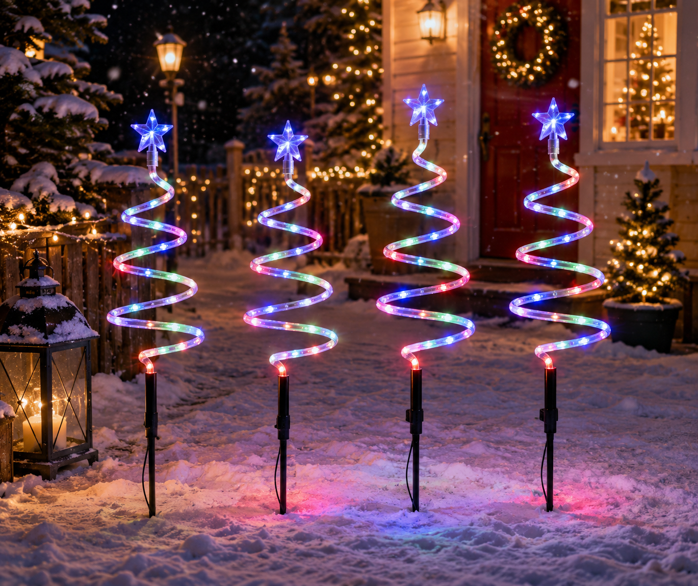Solar Christmas Tree Yard Stakes for Outdoor Holiday Decoration