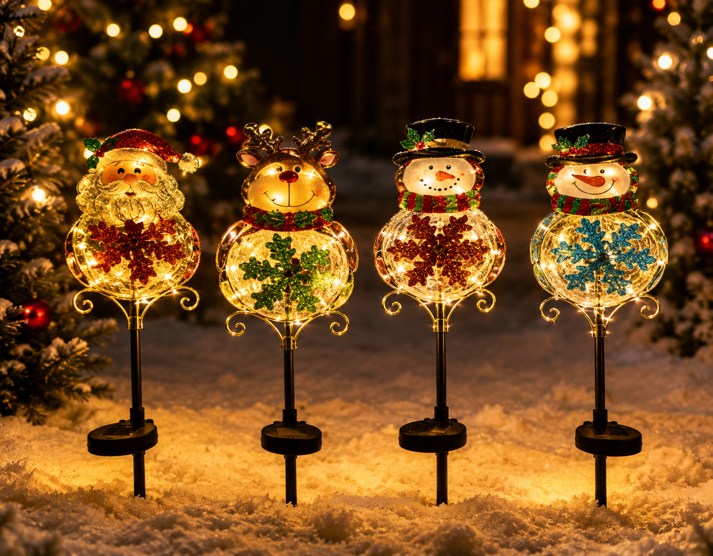 Solar Christmas Character Stake Lights