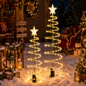 Outdoor Solar Christmas Tree Yard Stakes