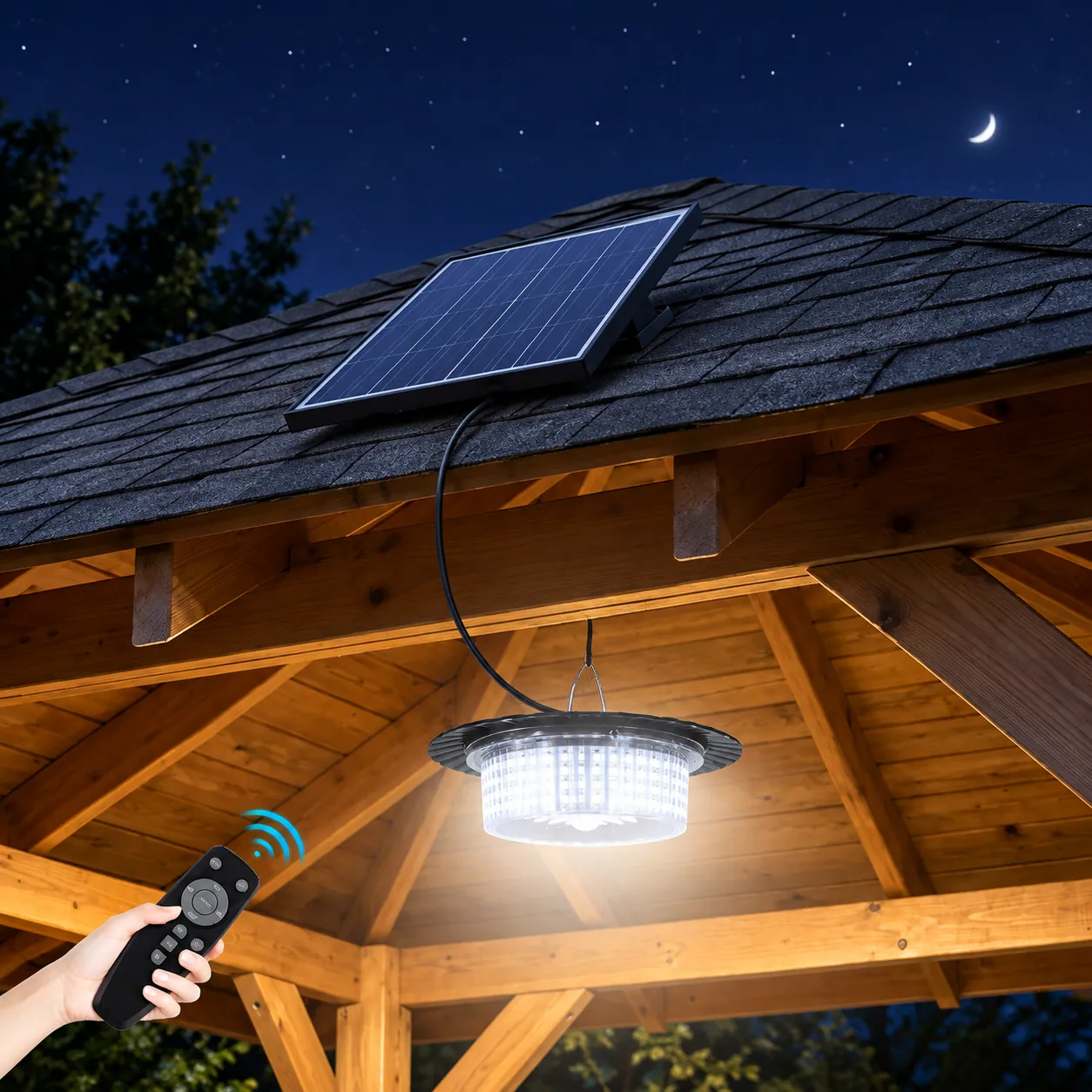 Solar Pendant Light in use