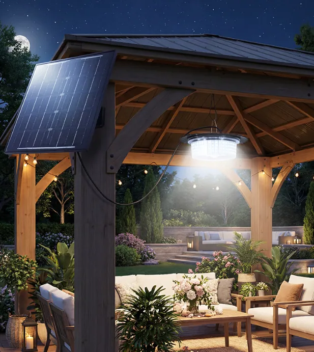 Solar Barn Lights in use