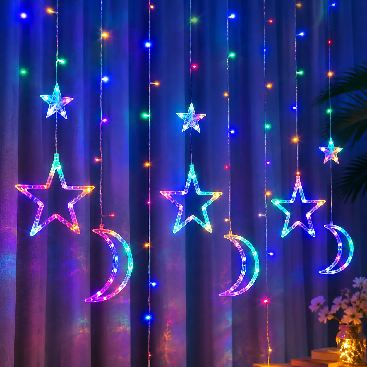 Solar Decorative Curtain Lights in use