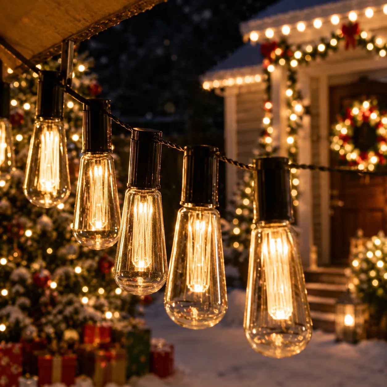 Solar Edison String Lights in use