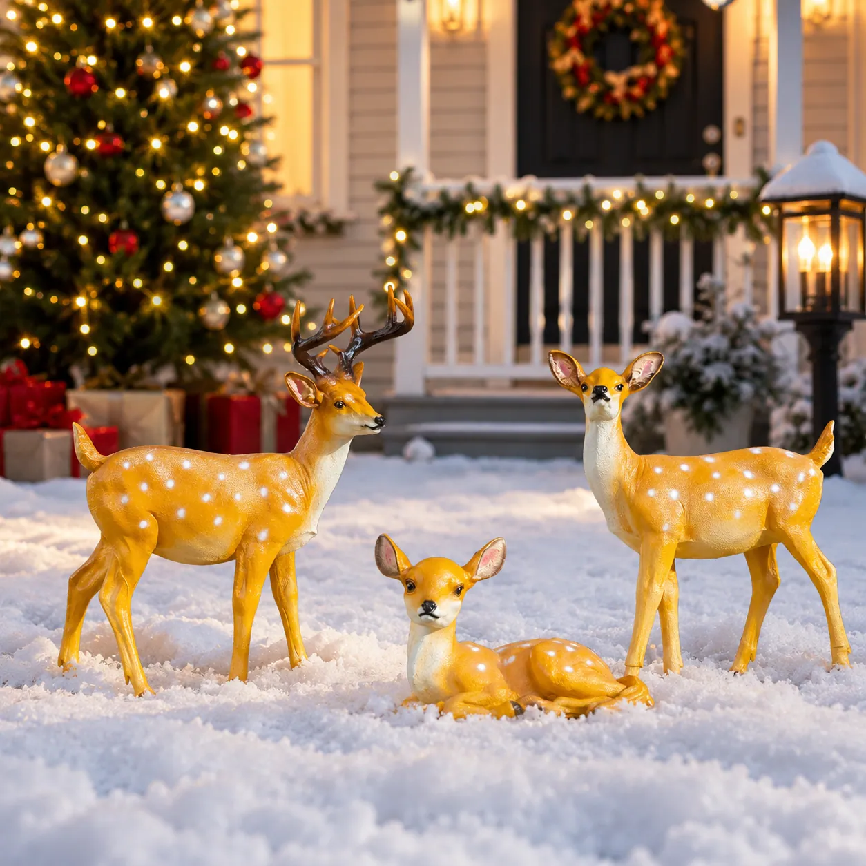 Solar Christmas Animal Lights in use
