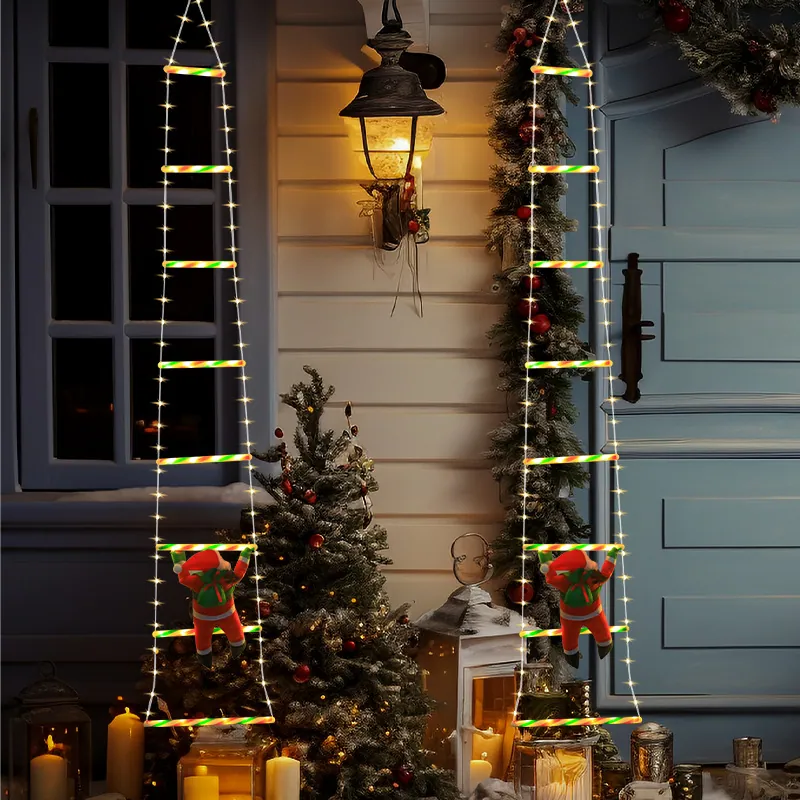 Solar Santa Climbing Ladder Light in use