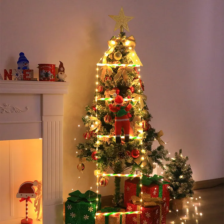 Solar Santa Climbing Ladder Light in use