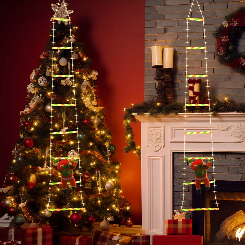 Solar Santa Climbing Ladder Light in use