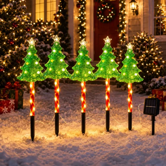 Solar Christmas Tree Yard Stake Lights