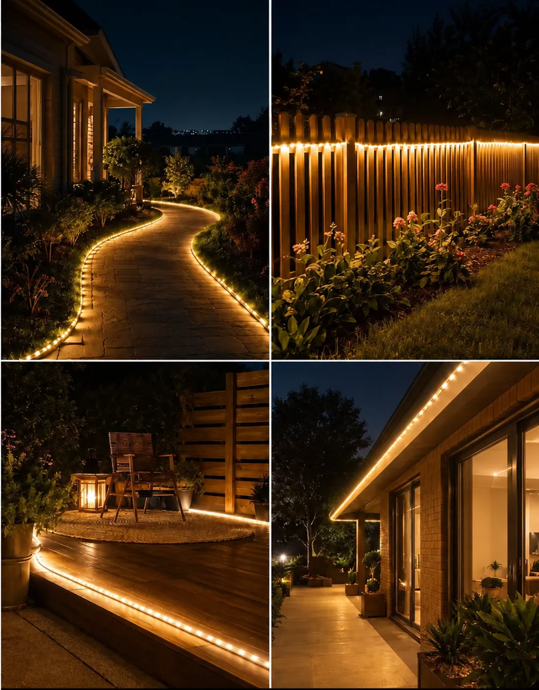Solar Deck Strip / Rope Lights in use