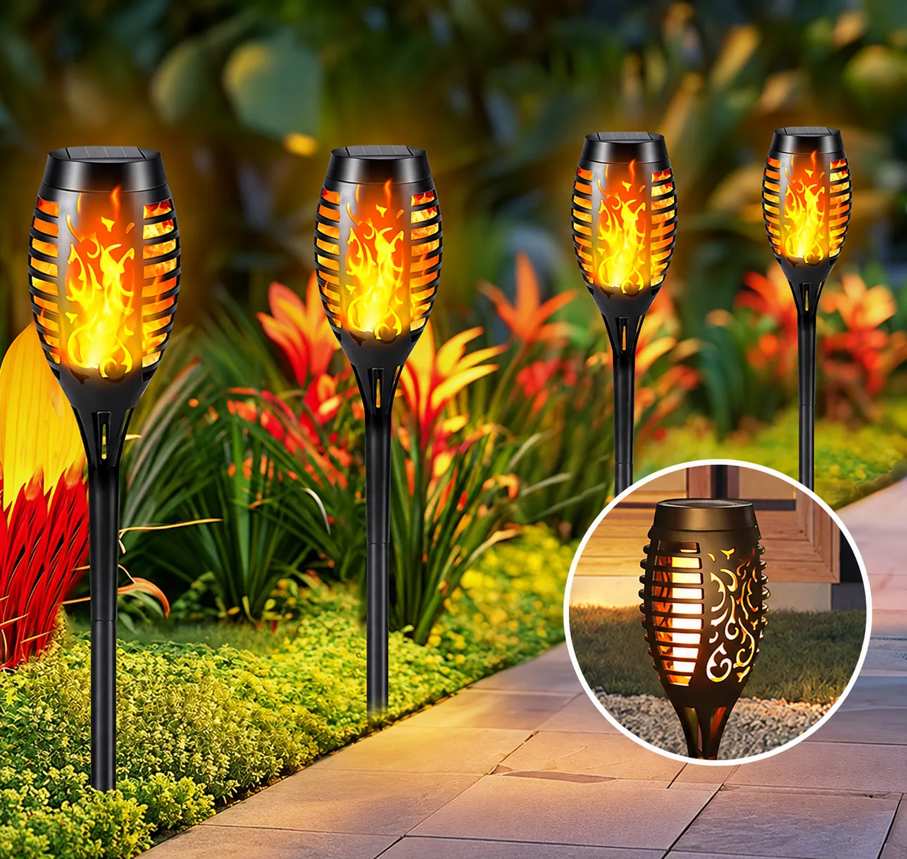 Solar Flame Lights in use