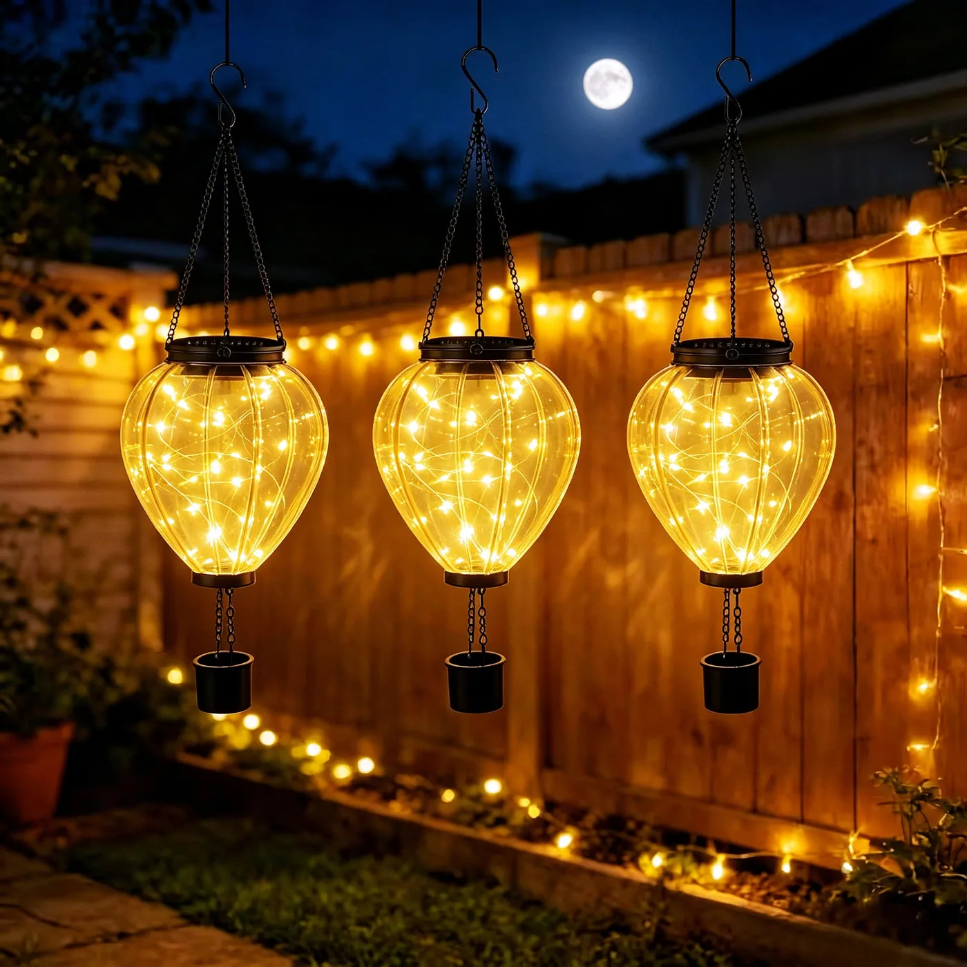Solar Hanging Decorative Lights in use