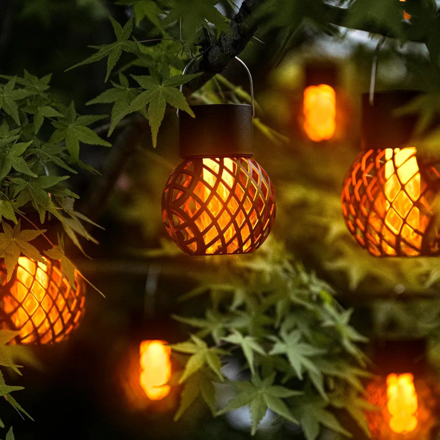 Solar Hanging Decorative Lights in use