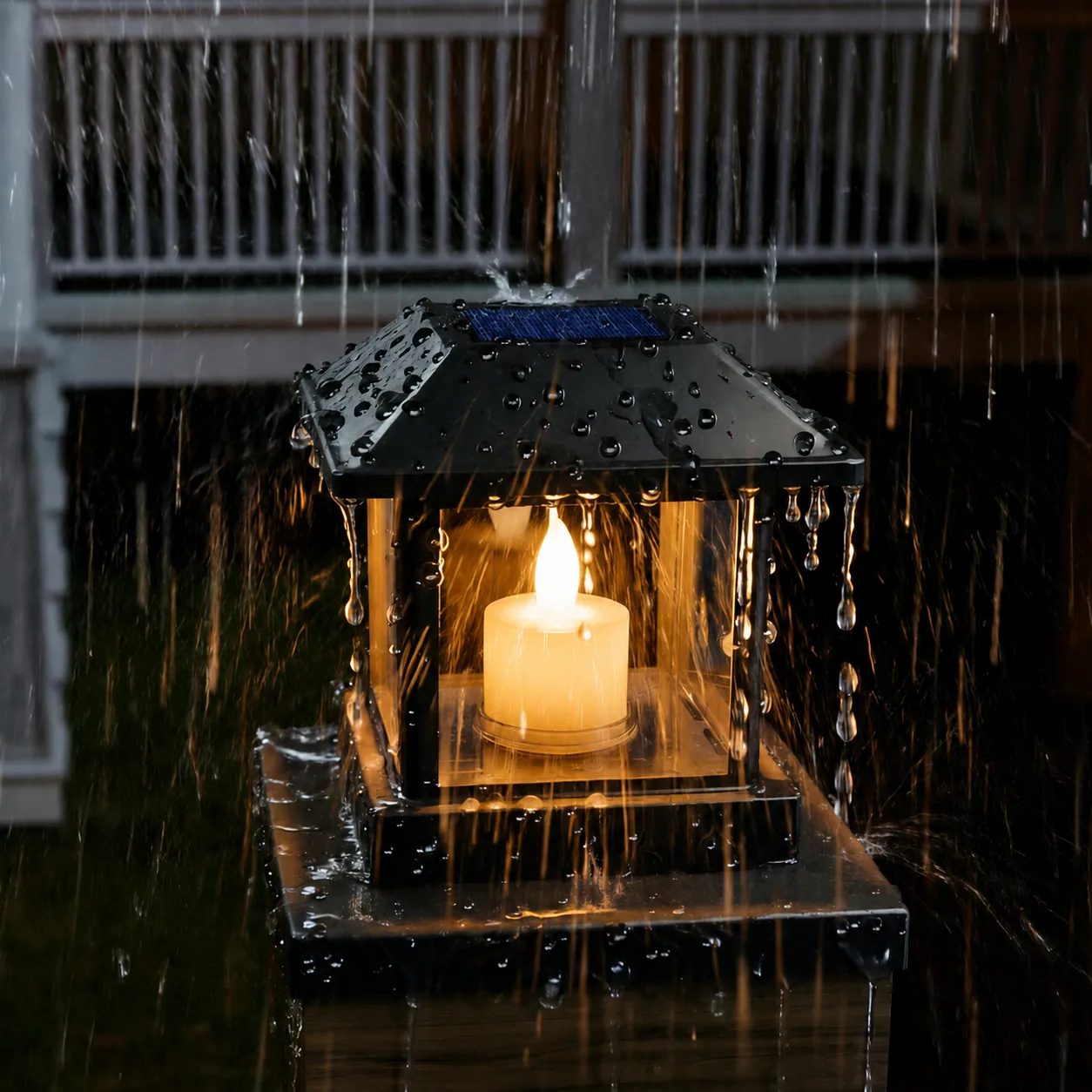 Solar Fence Post Cap Lights in use