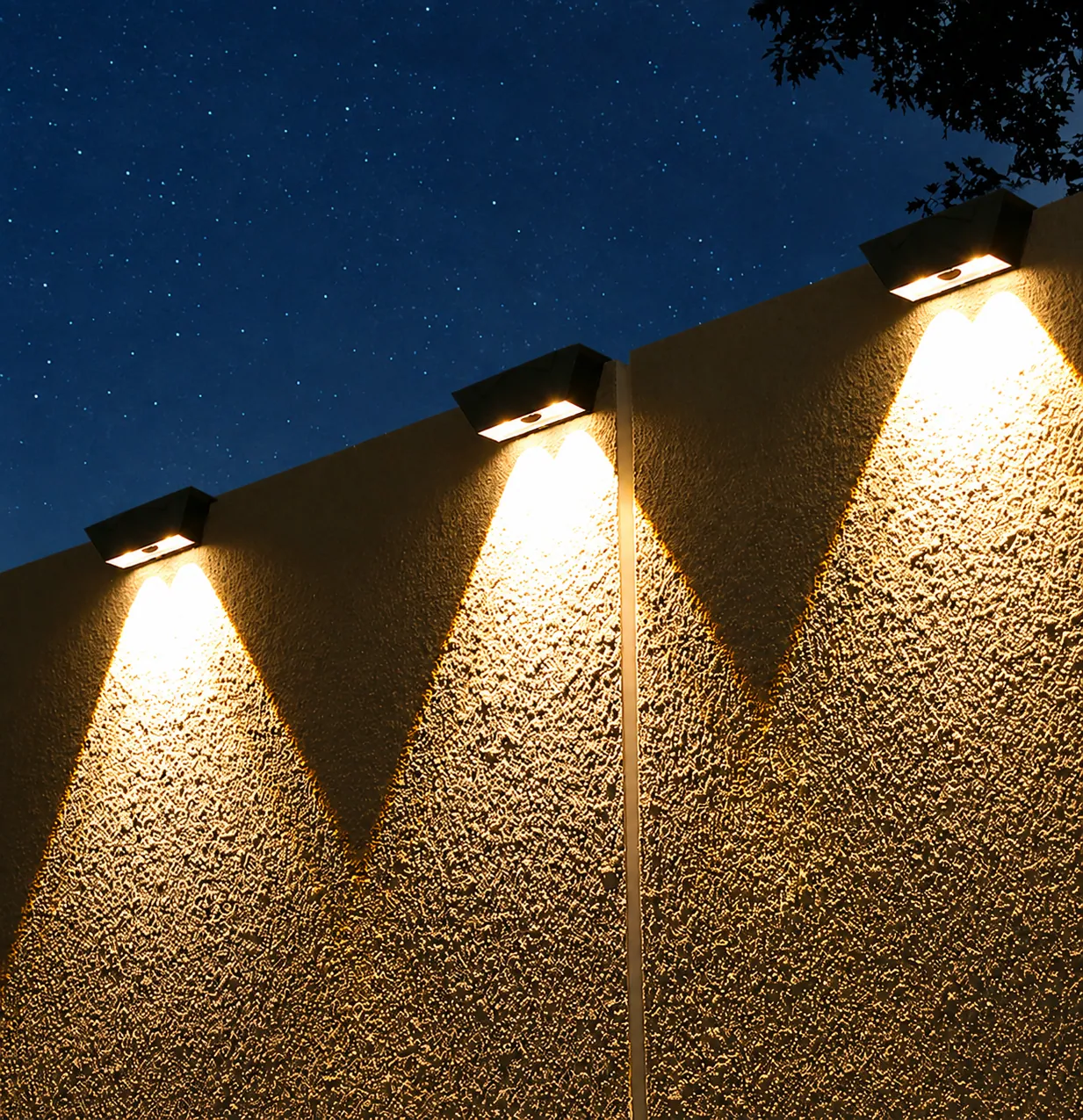 Solar Fence Wall Lights in use