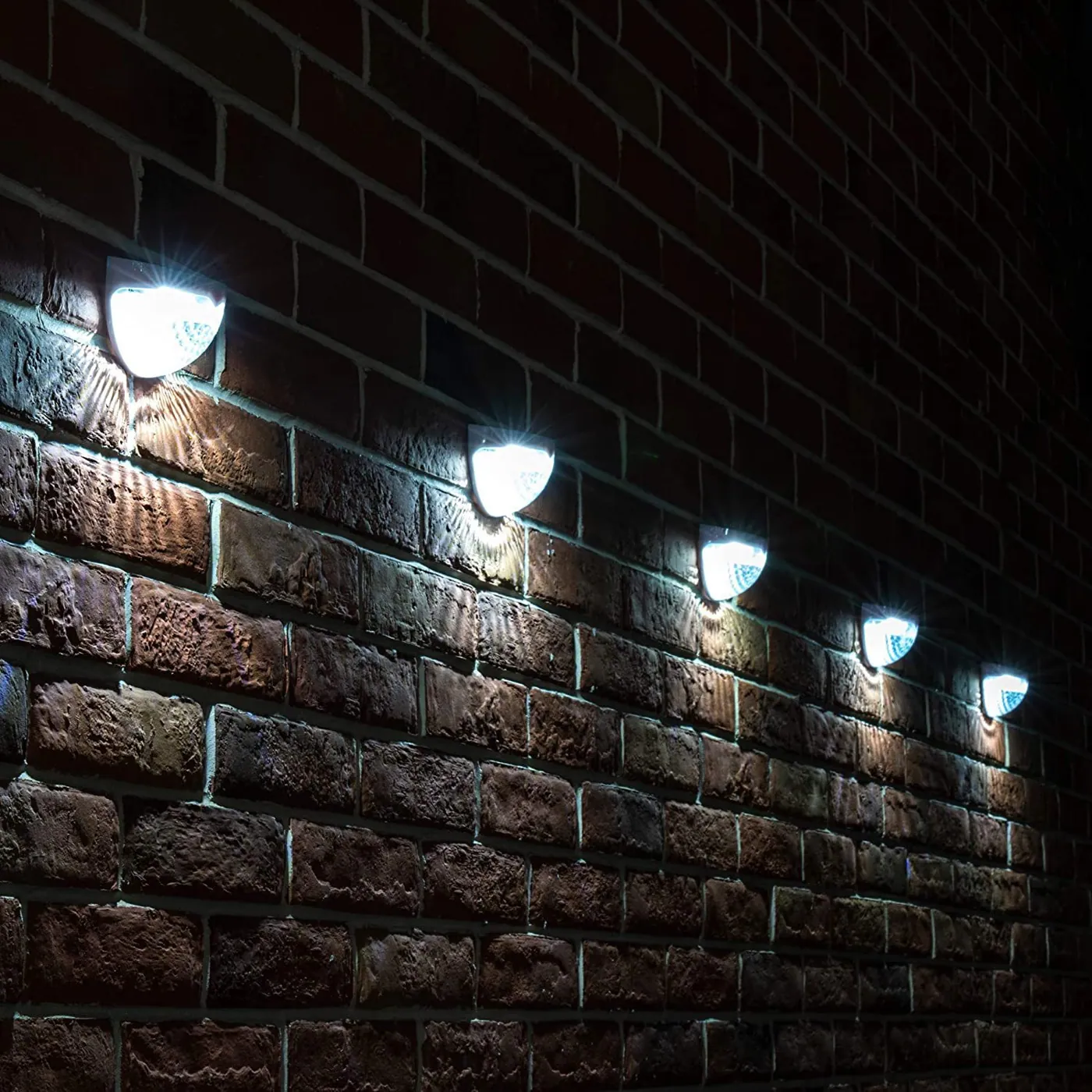 Solar Half Moon Fence Lights in use