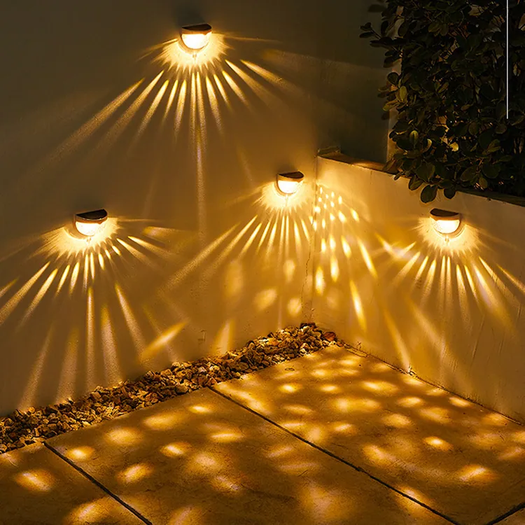 Solar Half Moon Fence Lights in use