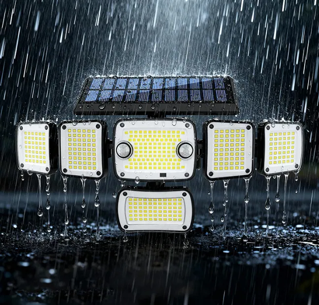 Solar Motion Sensor Flood Lights in use