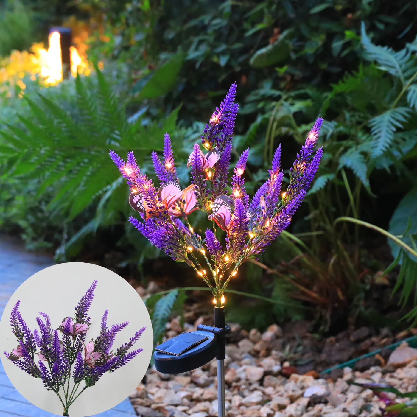 Solar Flower Stake Lights in use