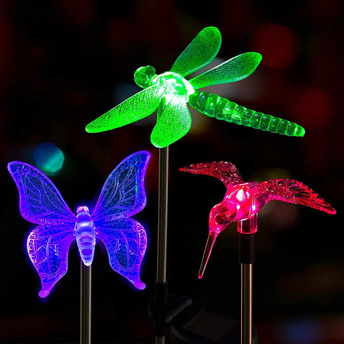 Solar Butterfly Flower Stake Lights in use