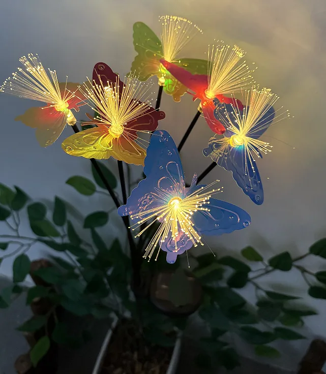 Solar Butterfly Flower Stake Lights in use