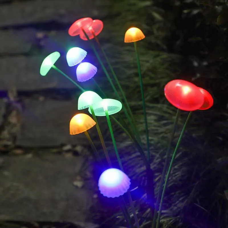 Solar Mushroom Stake Lights in use