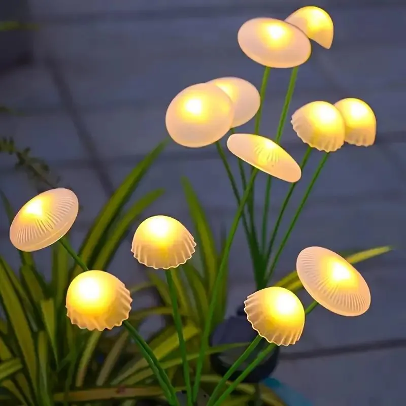 Solar Mushroom Stake Lights in use
