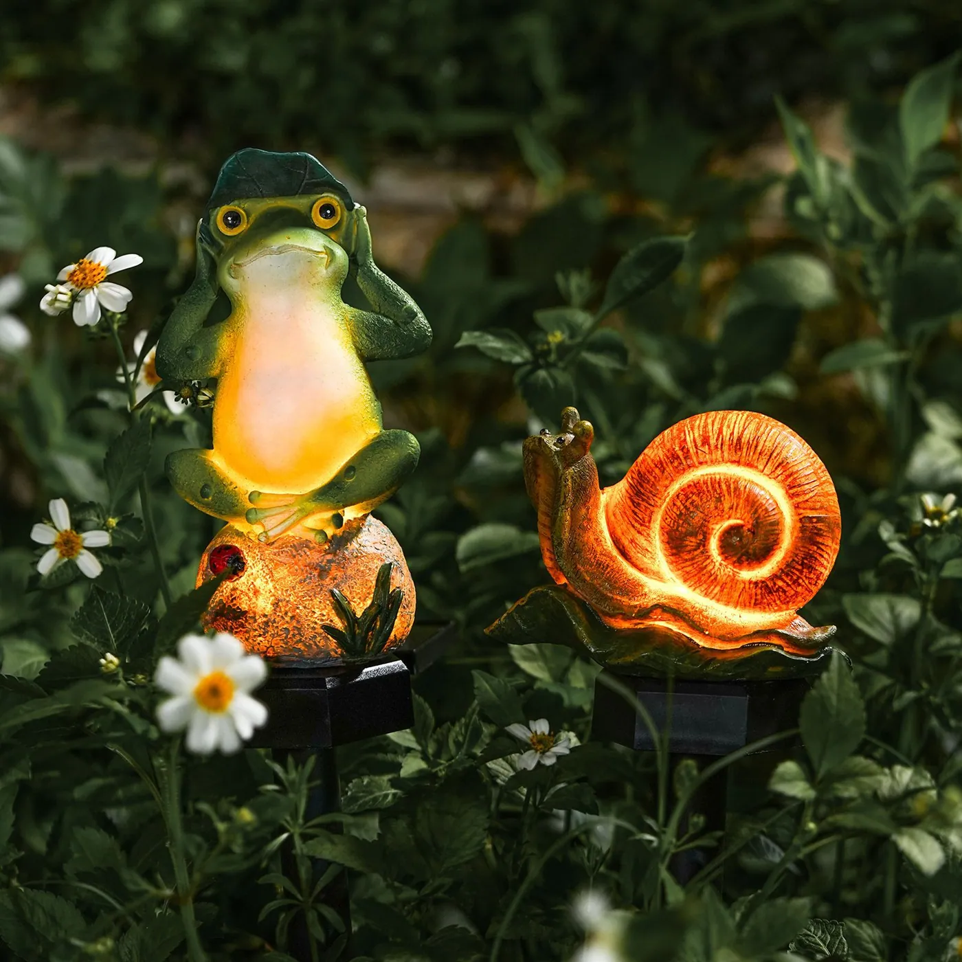 Solar Animal Stake Lights in use