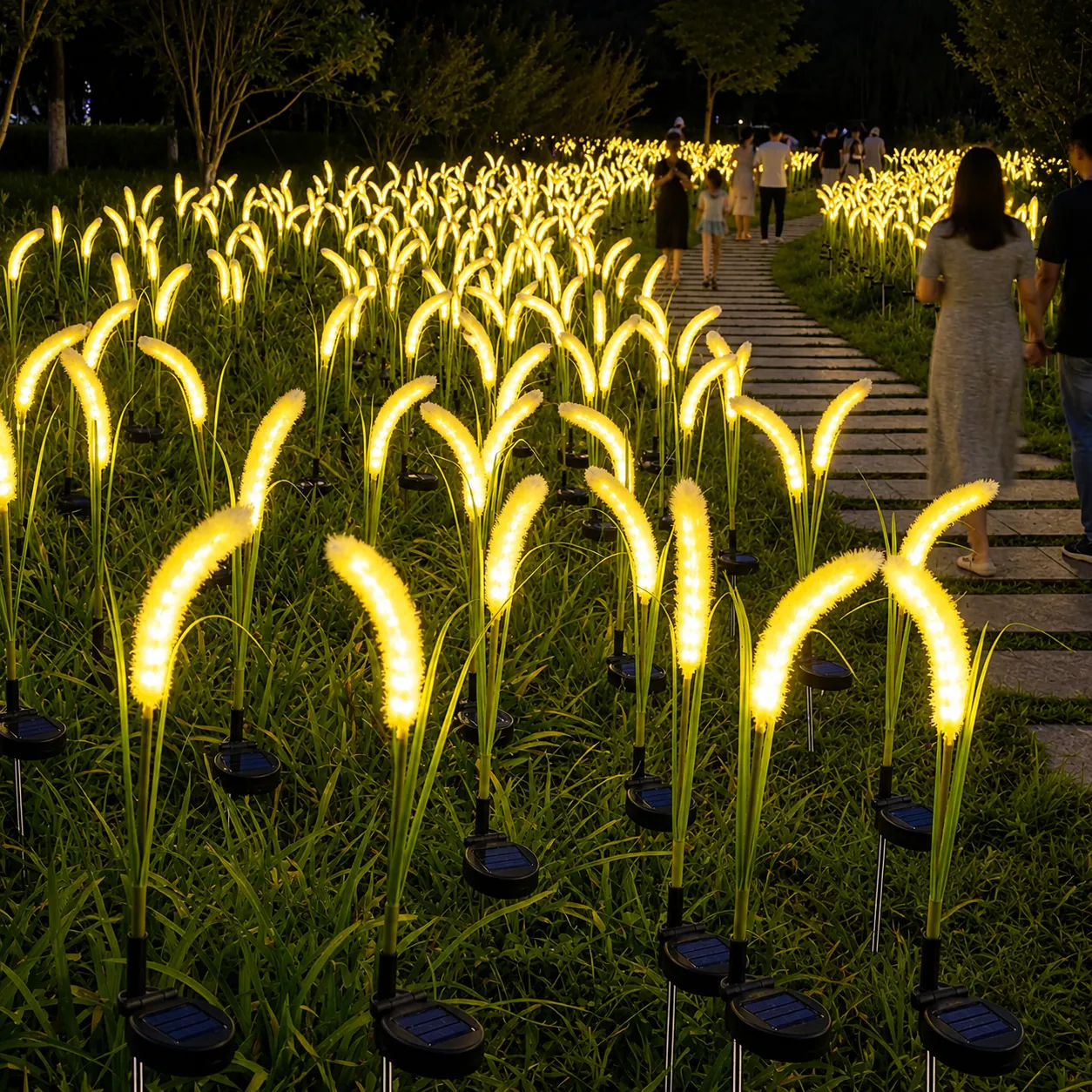 Solar Decorative Garden Stakes in use