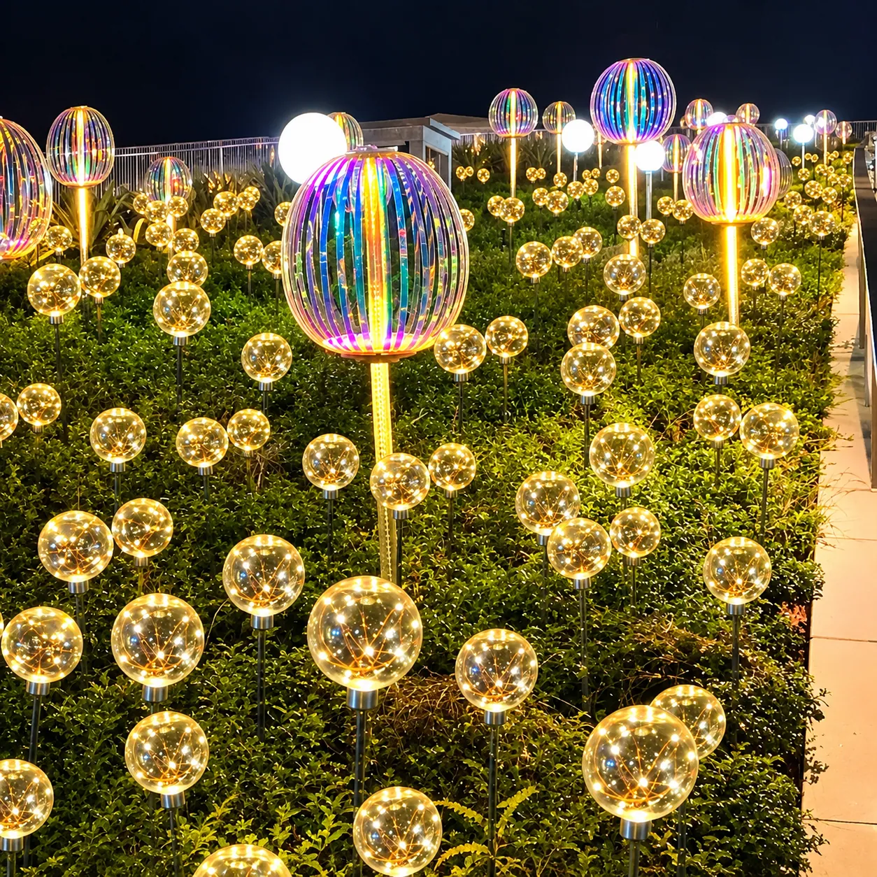 Solar Decorative Garden Stakes in use