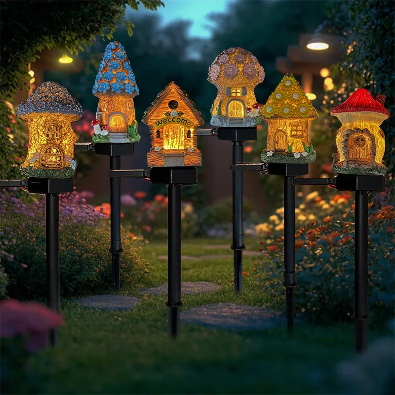 Solar Decorative Garden Stakes in use