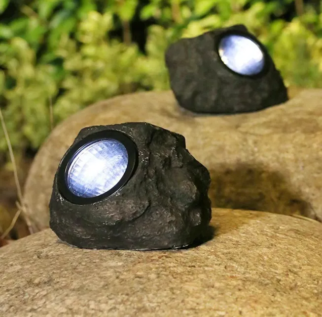 Solar Rock Spotlights in use