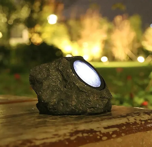 Solar Rock Spotlights in use
