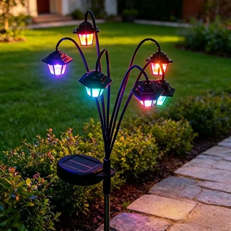 Solar Lantern Path Lights in use