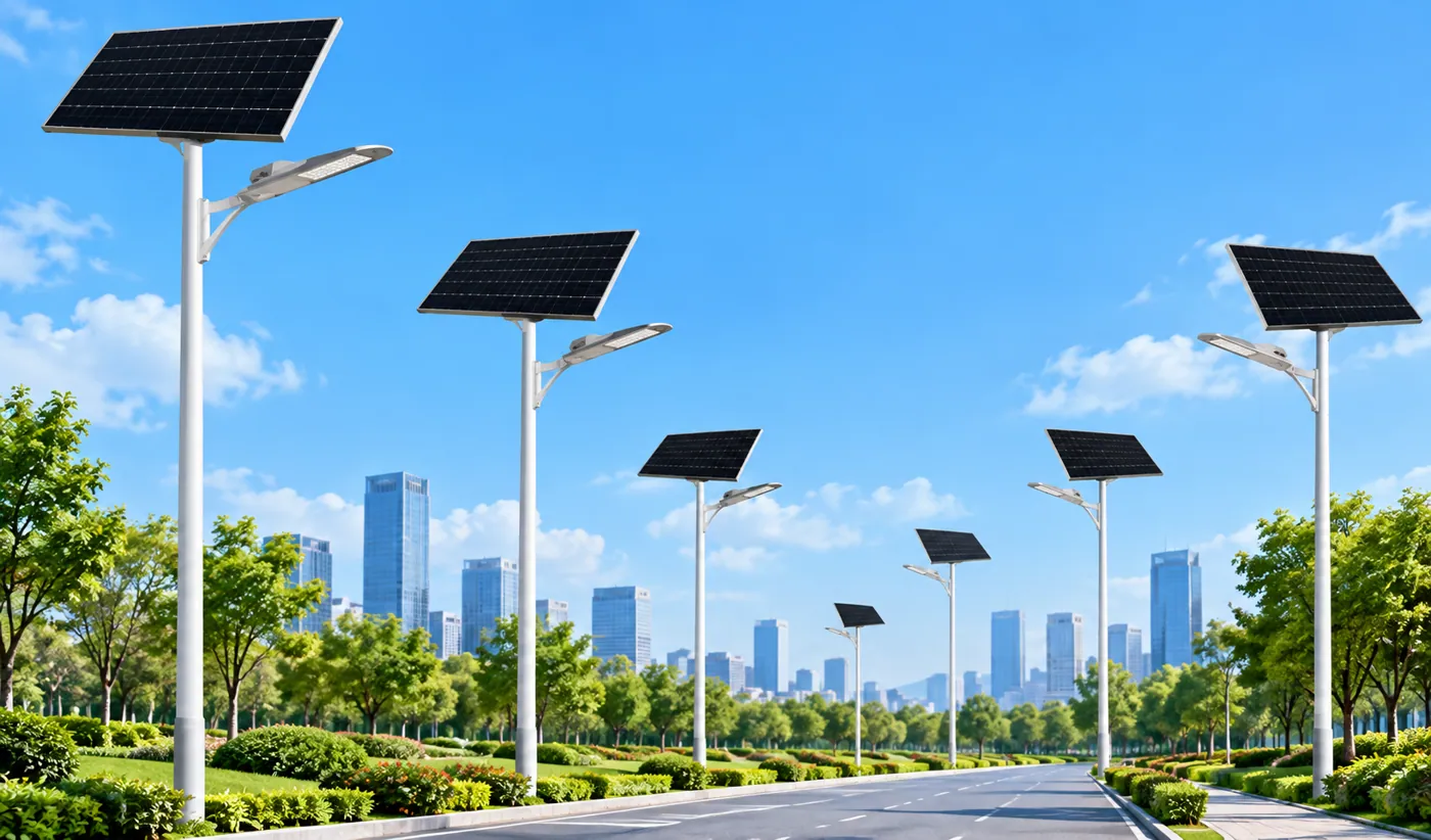 Split Solar Street Lights in use