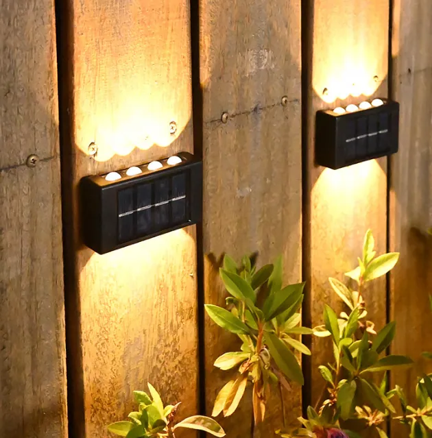 Solar Up & Down Wall Lights in use