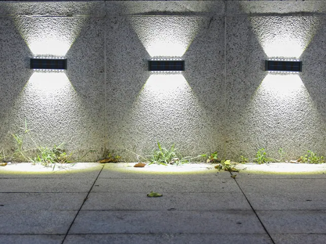 Solar Up & Down Wall Lights in use