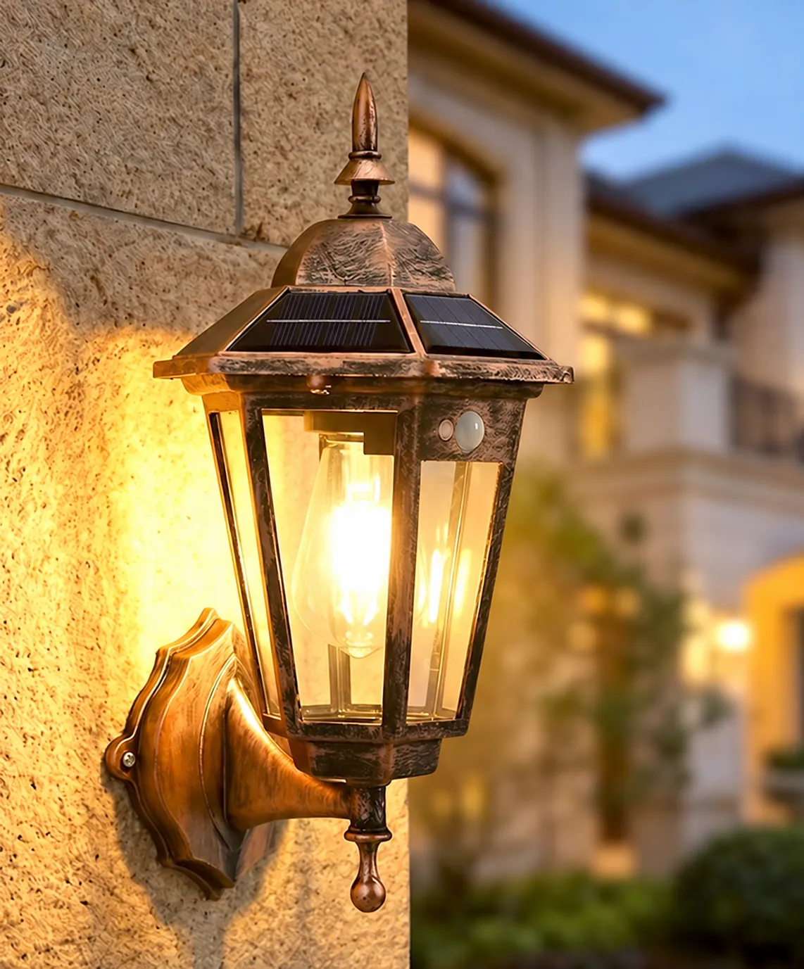Solar Wall Lanterns in use